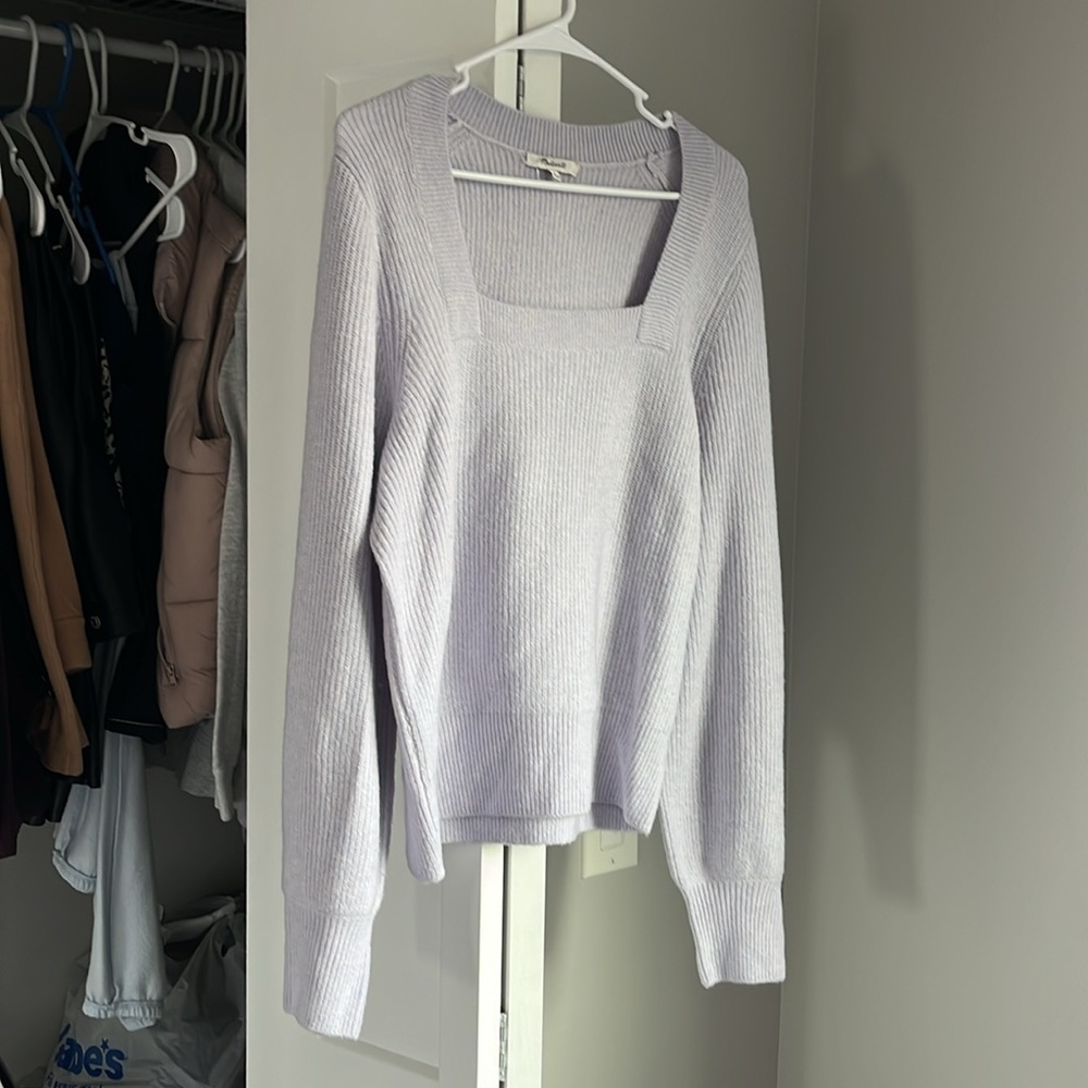 Madewell Ribbed Lavender Square Neck Sweater, NWOT